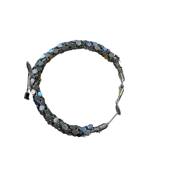 Vintage Metal Work 2” Silver Hoop Earrings - Picture 13 of 14